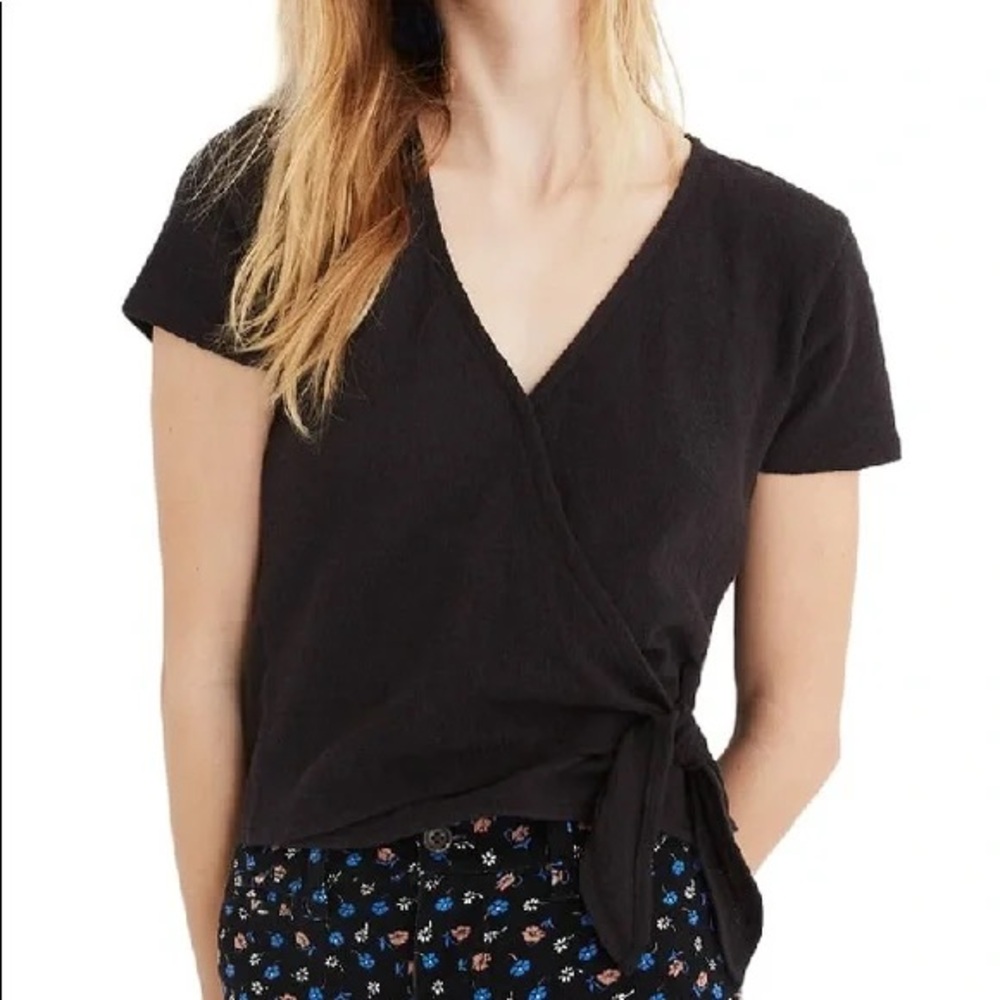 Madewell Ebony Wrap Short Sleeve Top